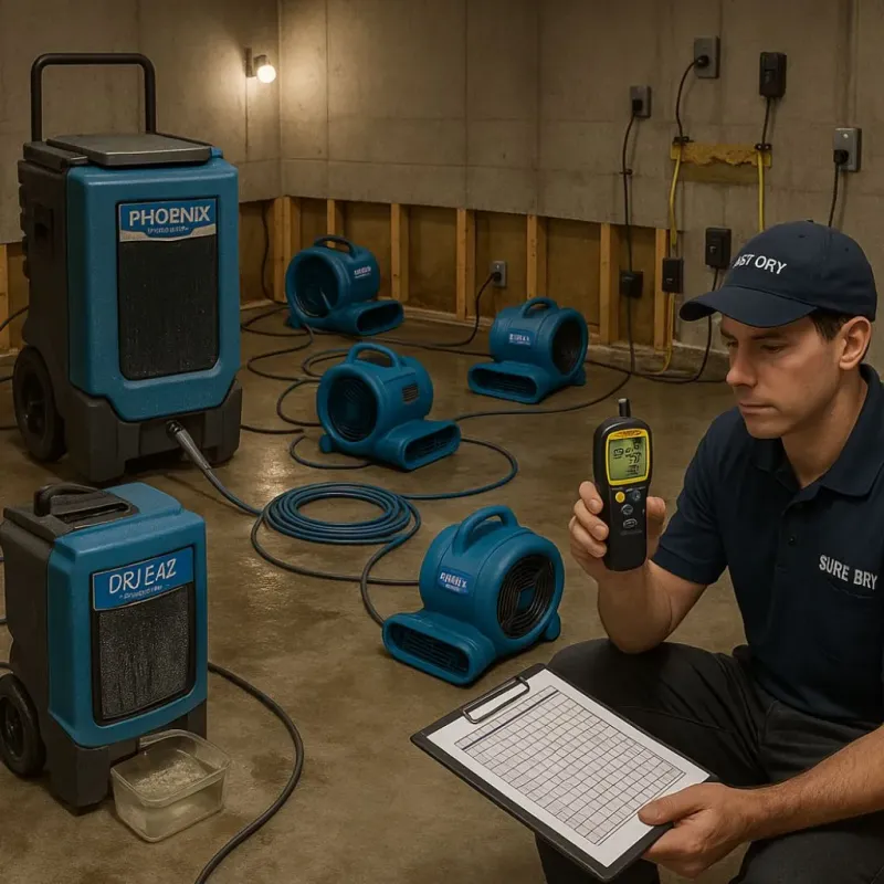 Structural Drying and Dehumidification process in Clearview, WA